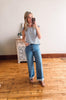 Saylor Denim + White Stripe Top