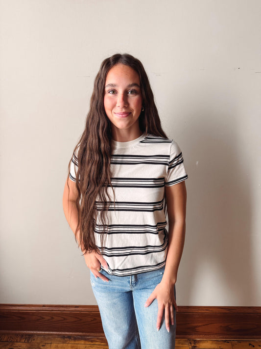Natalie Ivory Navy Tee