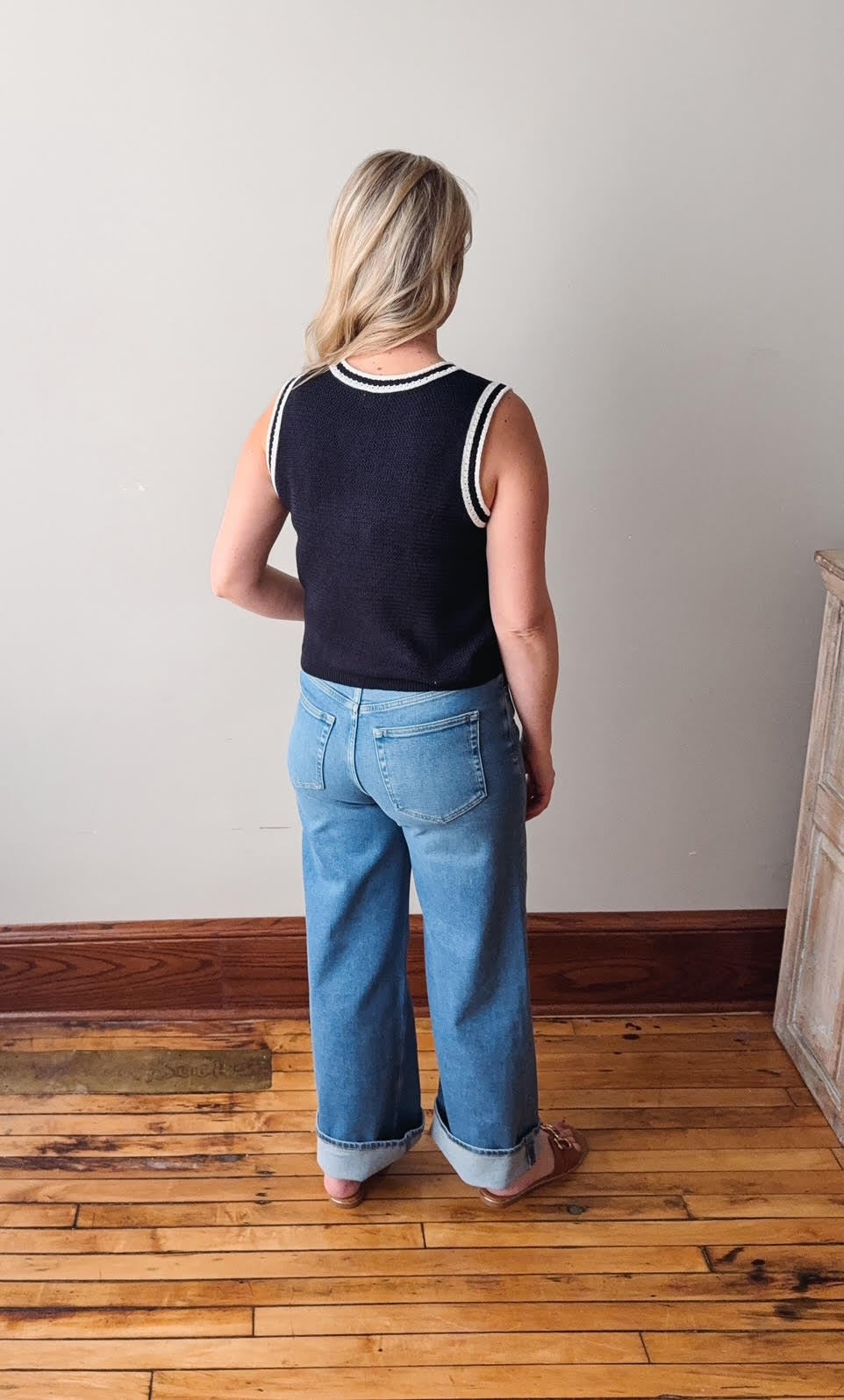 Whitley Navy + White Sweater Tank