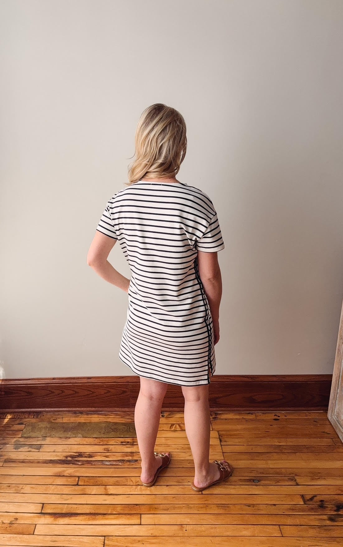 Alexis Off White + Navy Striped Dress