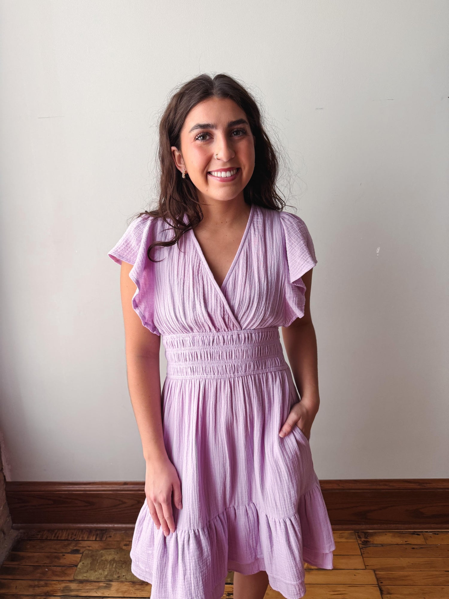 Parker Lilac Smocked Dress Small