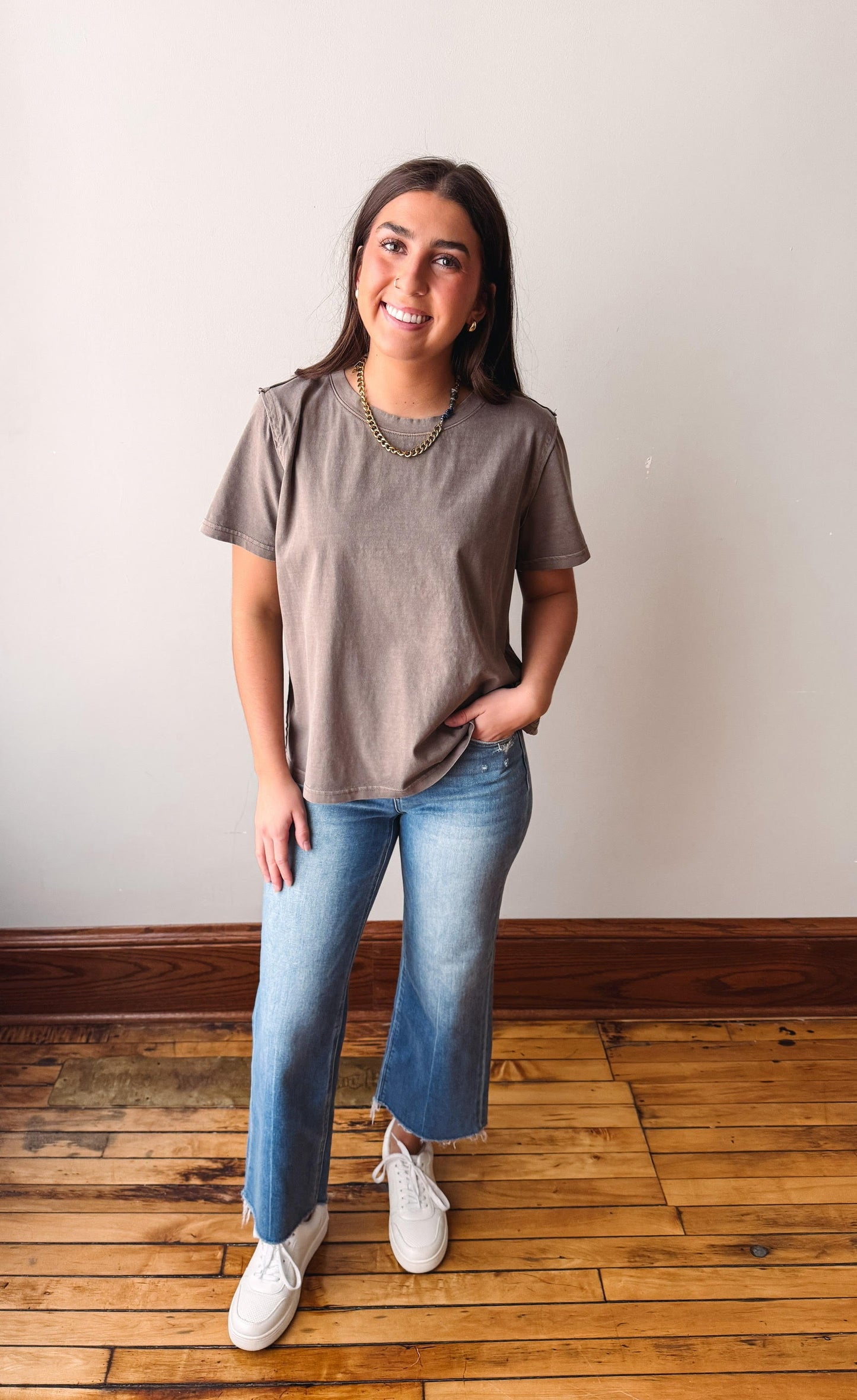 Reagan Mocha Cotton Tee