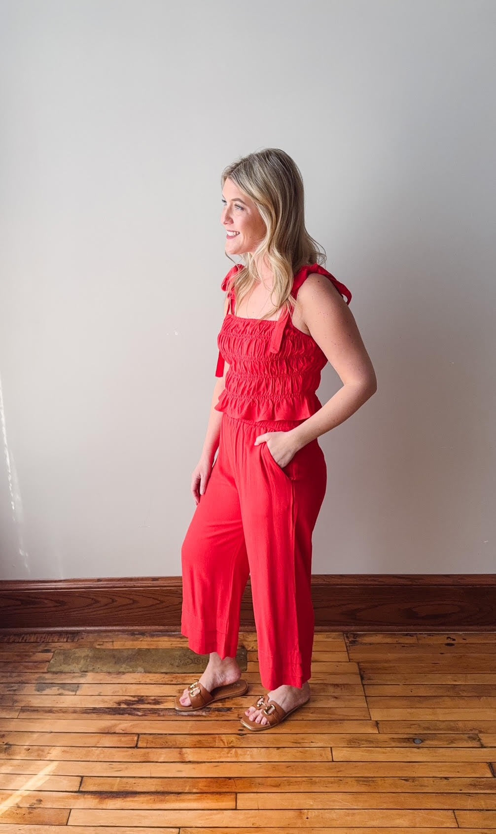 Gina Poppy Red Ankle Pants