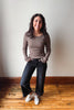 Madi Taupe + Charcoal Striped Top