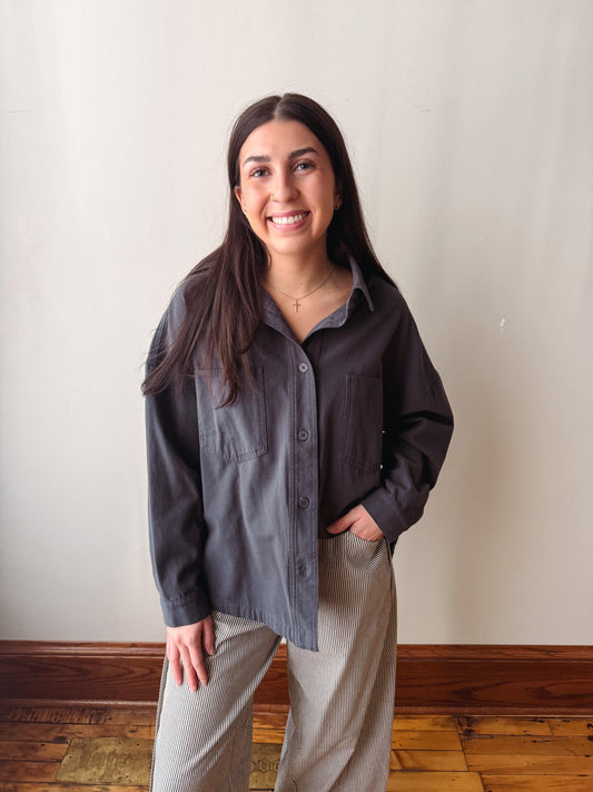 Winnie Slate Gray Button Up Shirt