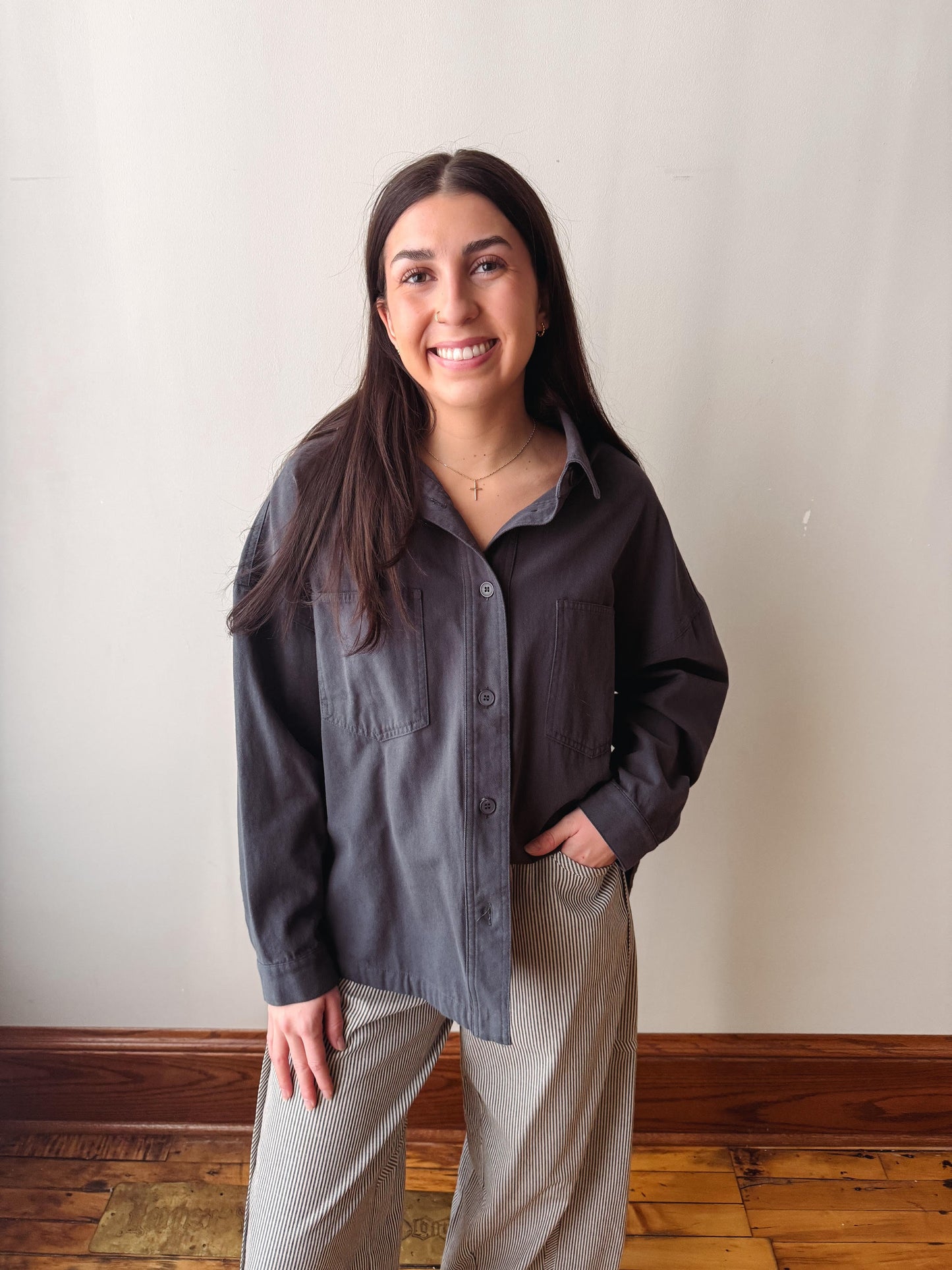 Winnie Slate Gray Button Up Shirt