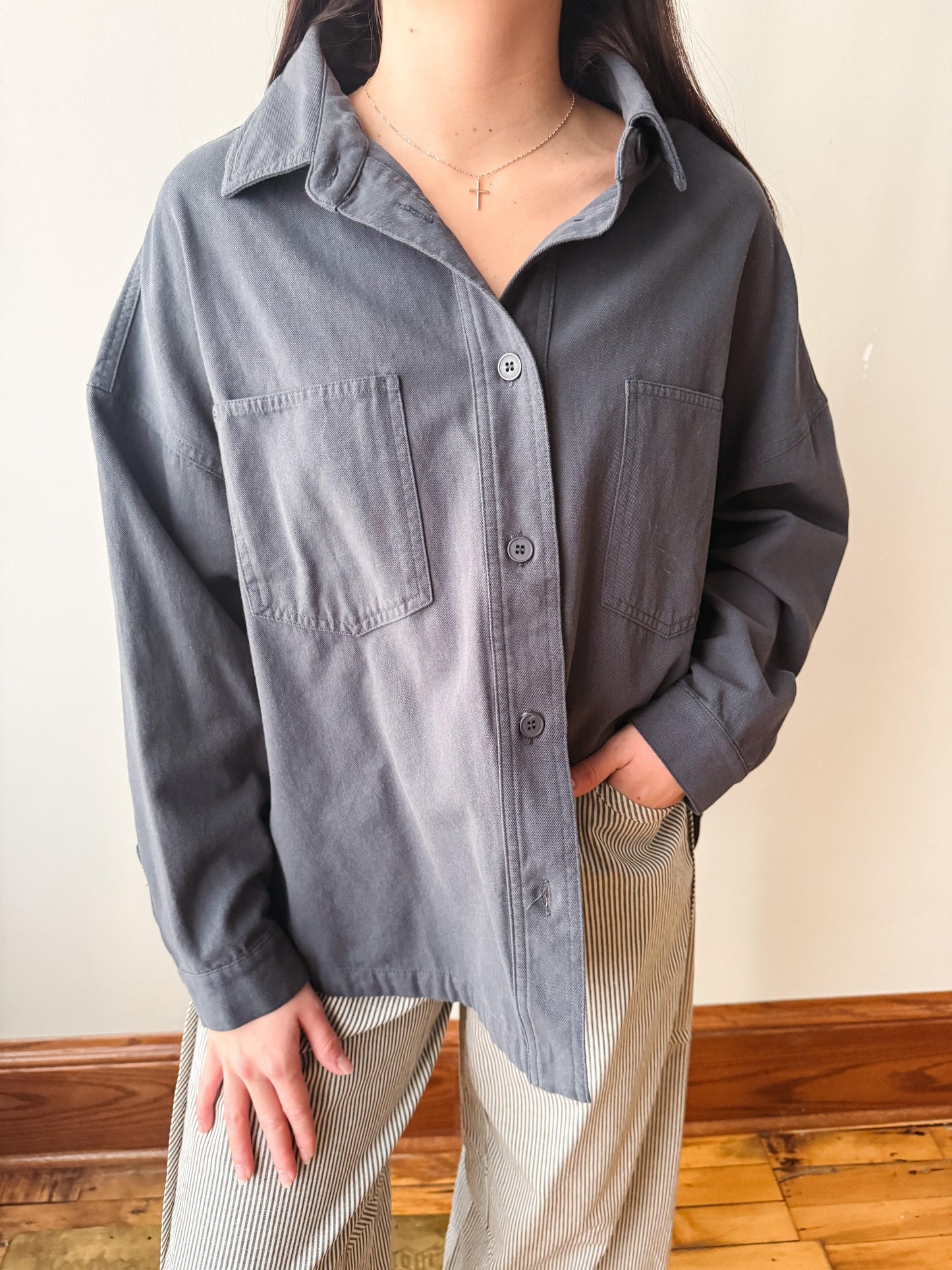 Winnie Slate Gray Button Up Shirt