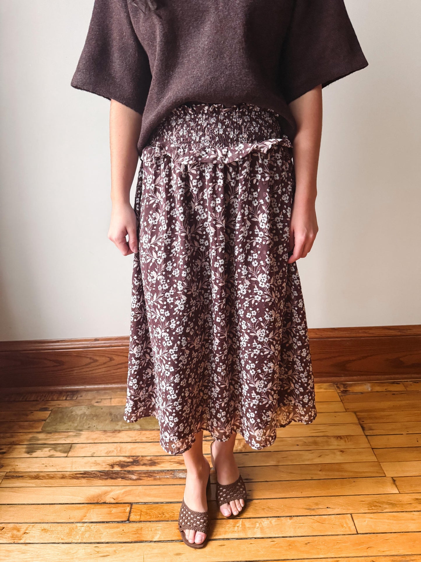 Lottie Brown Midi Skirt