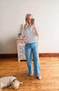 Monroe Navy Striped Ruffle Top