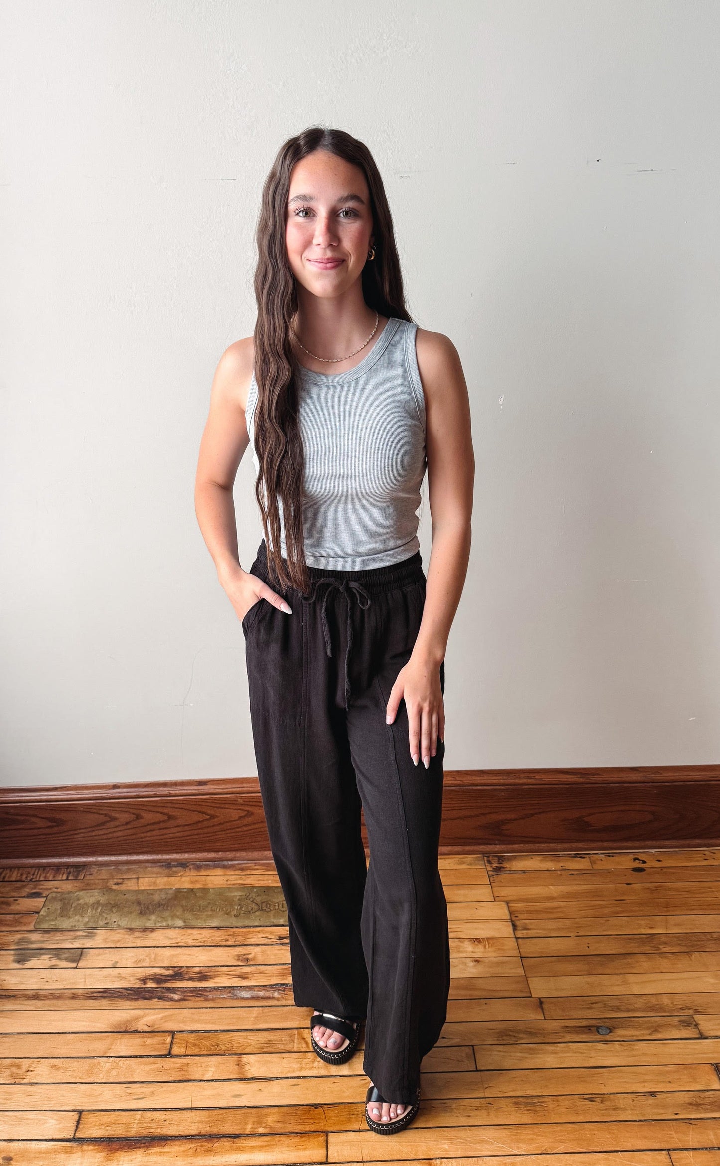 Aspen Melange Grey Ribbed Tank