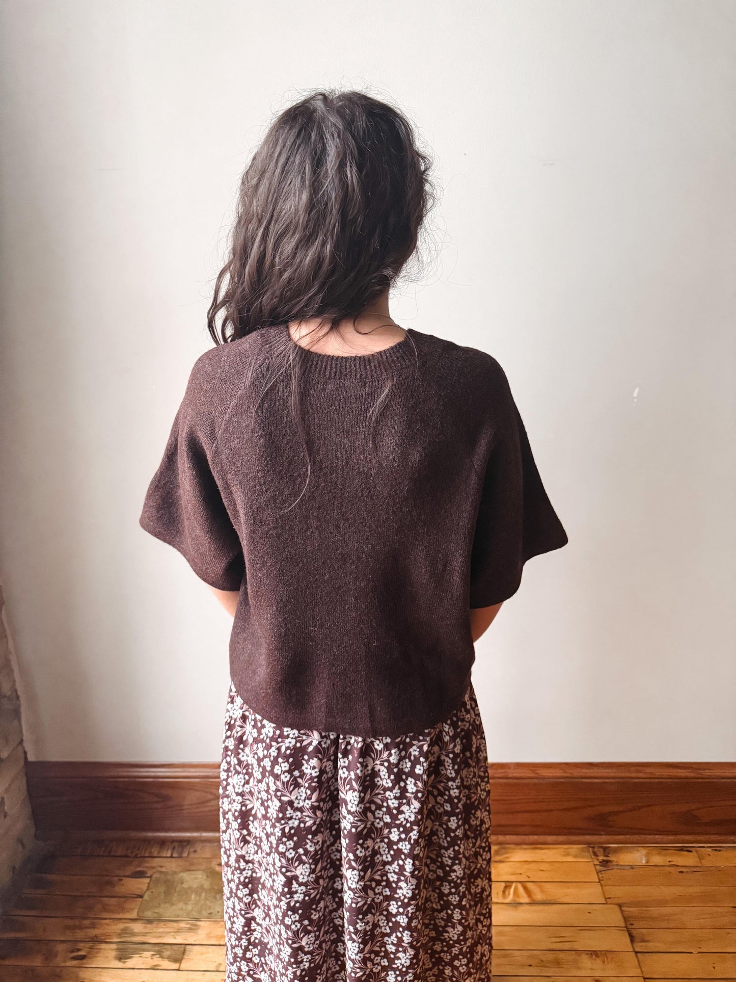 Danica Short Sleeve Brown Sweater