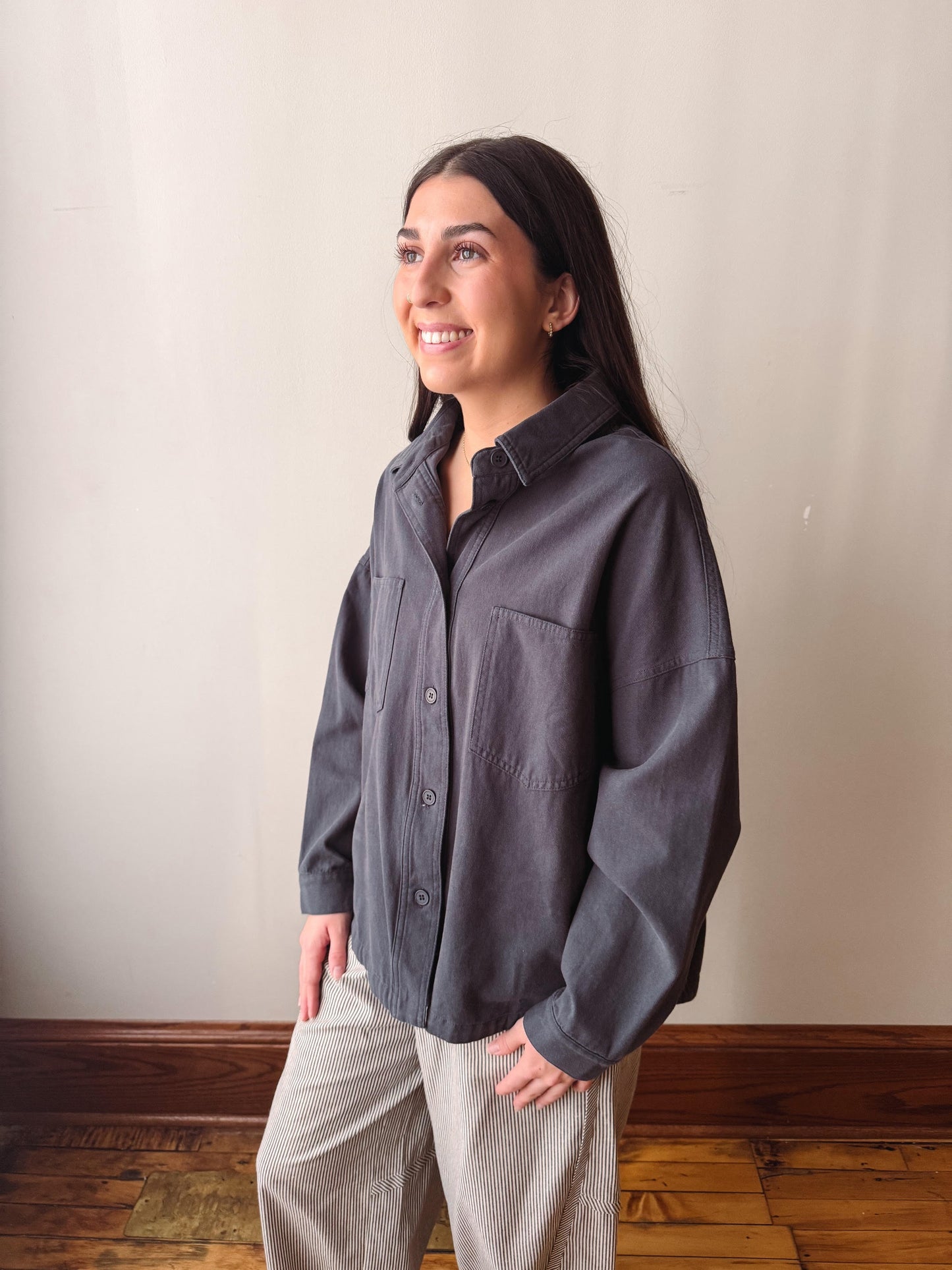 Winnie Slate Gray Button Up Shirt