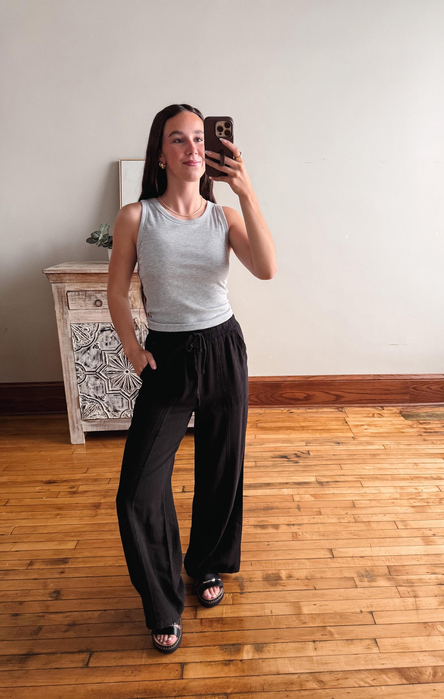 Aspen Melange Grey Ribbed Tank