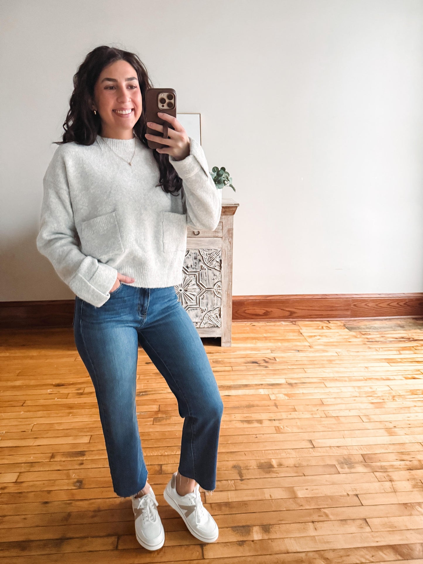 Willa Grey Pocket Knit Sweater