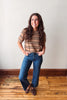 Latte Striped Short Sleeve Sweater