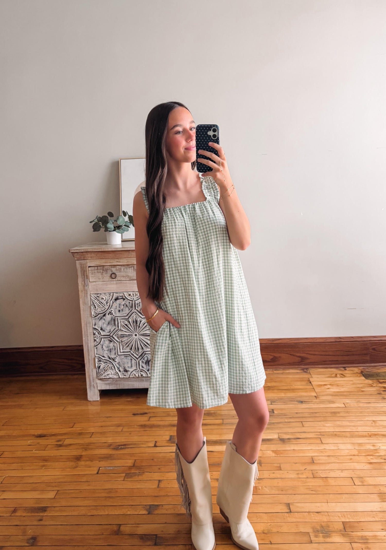 white gingham dress Addison Sage White Gingham Dress – Urban Threads Clothing Boutique