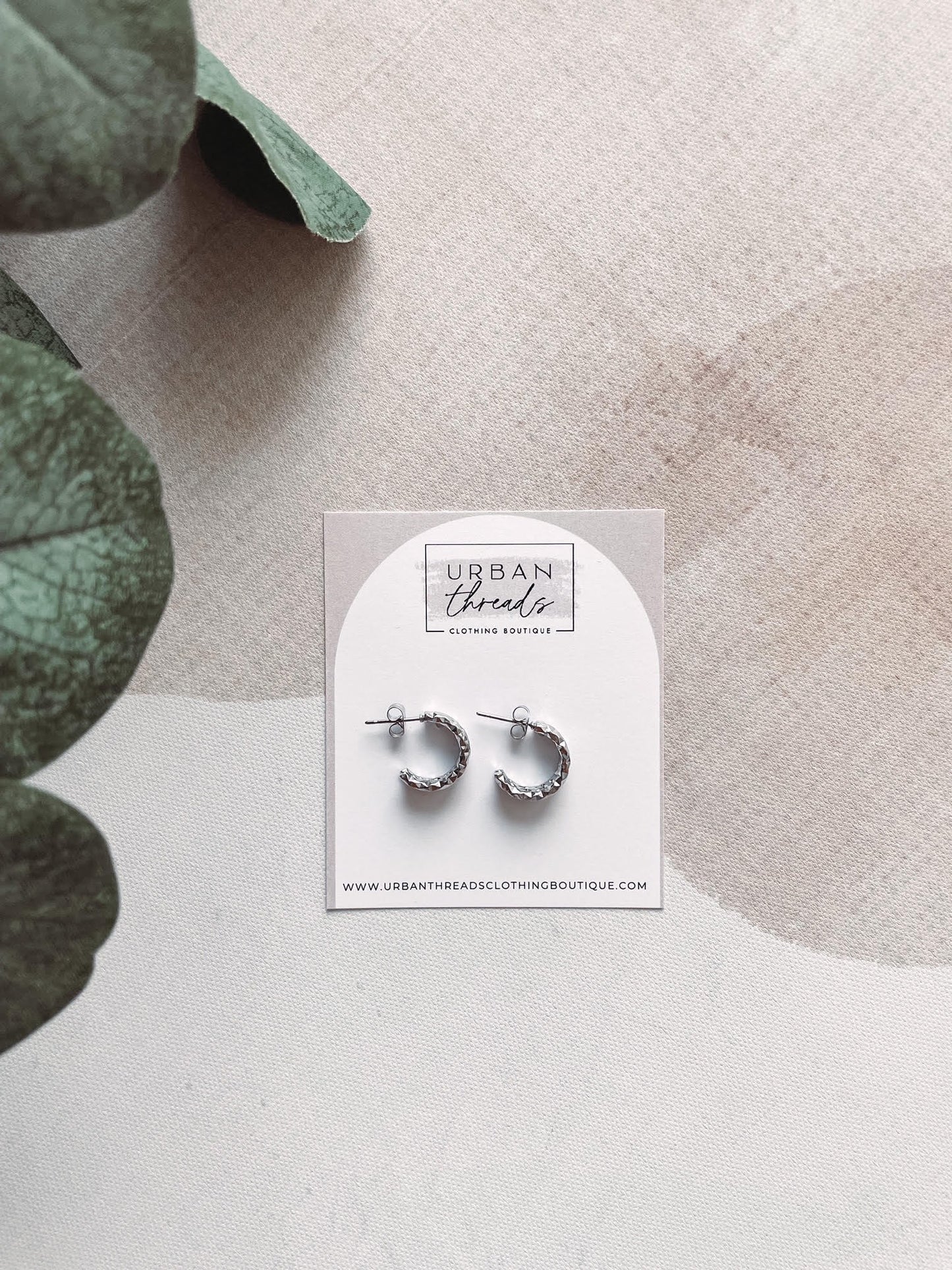 18K Silver Mini Hammered Hoops