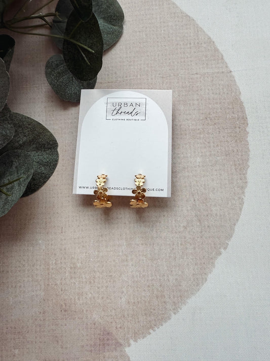 18K Stainless Steel Flower Hoops