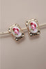 Gold Vintage Porcelain Flower Earrings