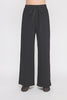 Black wide-leg pants with a tie waist on a white background