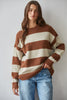 Carson Brown Taupe Striped Sweater