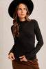 Black Mock Neck Ribbed Top