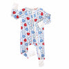 Baby onesie with heart pattern on a white background