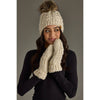 Beige Cable Knit Pom Hat