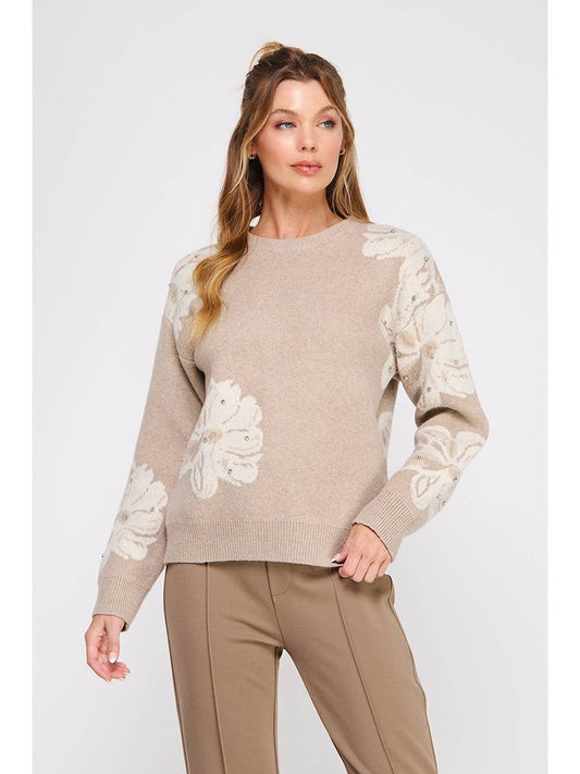 Eden Almond Floral Stone Sweater