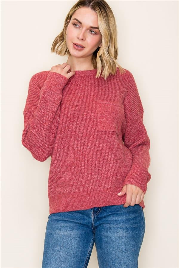 Kimberly Berry Pocket Pullover Sweater