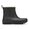 Beige rubber boot with white fur lining on a white background