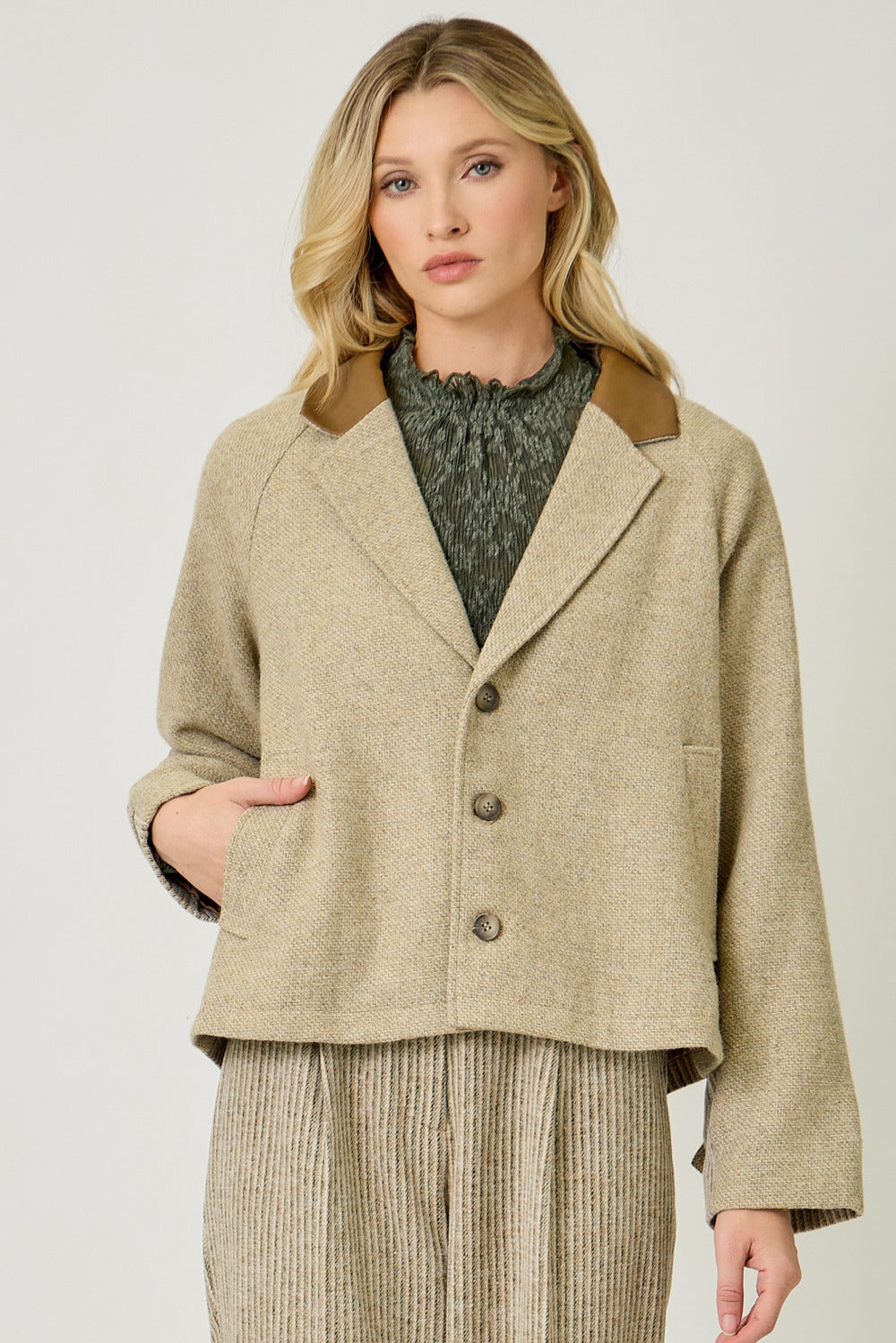 Almond Mixed Media Jacket
