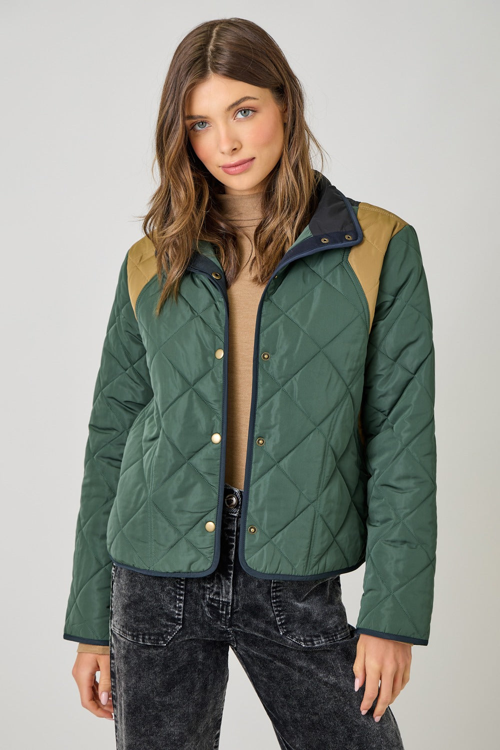 Hunter Green Color Blocked Padded Jacket