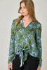 Olive Front Tie Satin Top