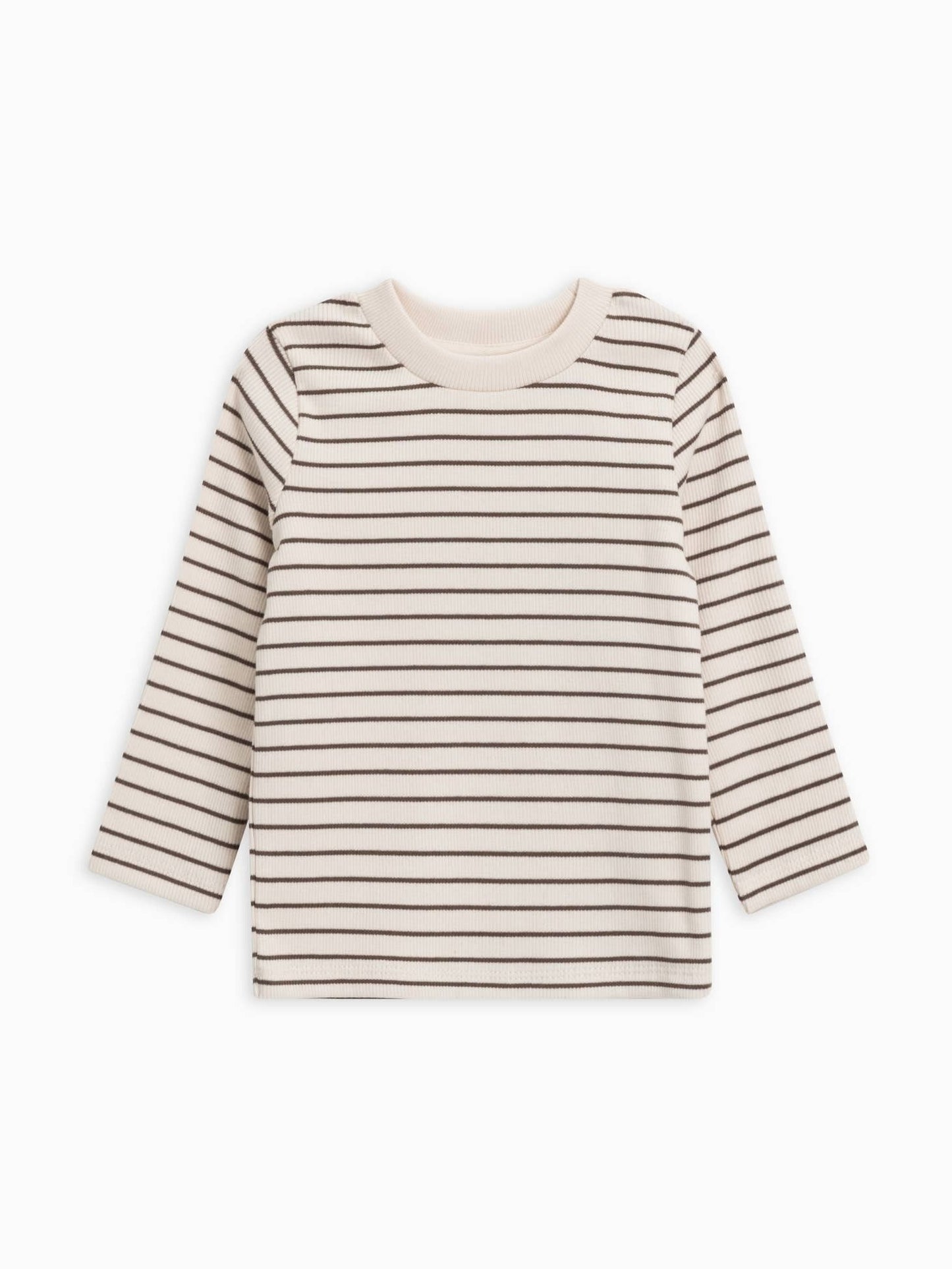 Ribbed Long  Sleeve Baby Top - B/W Stripe