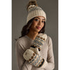 Cream, Black + Camel Patterned Pom Hat