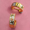 Gold Vintage Floral Huggie Earrings
