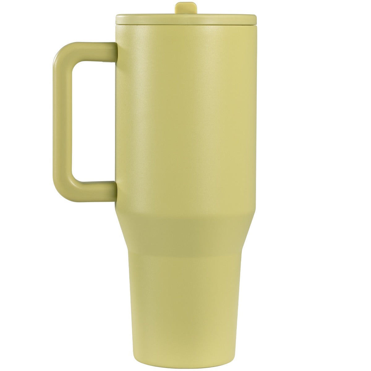 Brown insulated travel mug on a white background