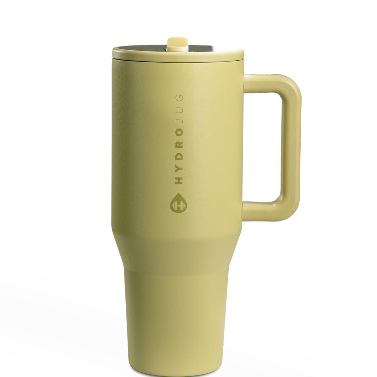 Yellow HydroJug mug on a white background