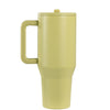 Yellow travel mug with handle on a white background