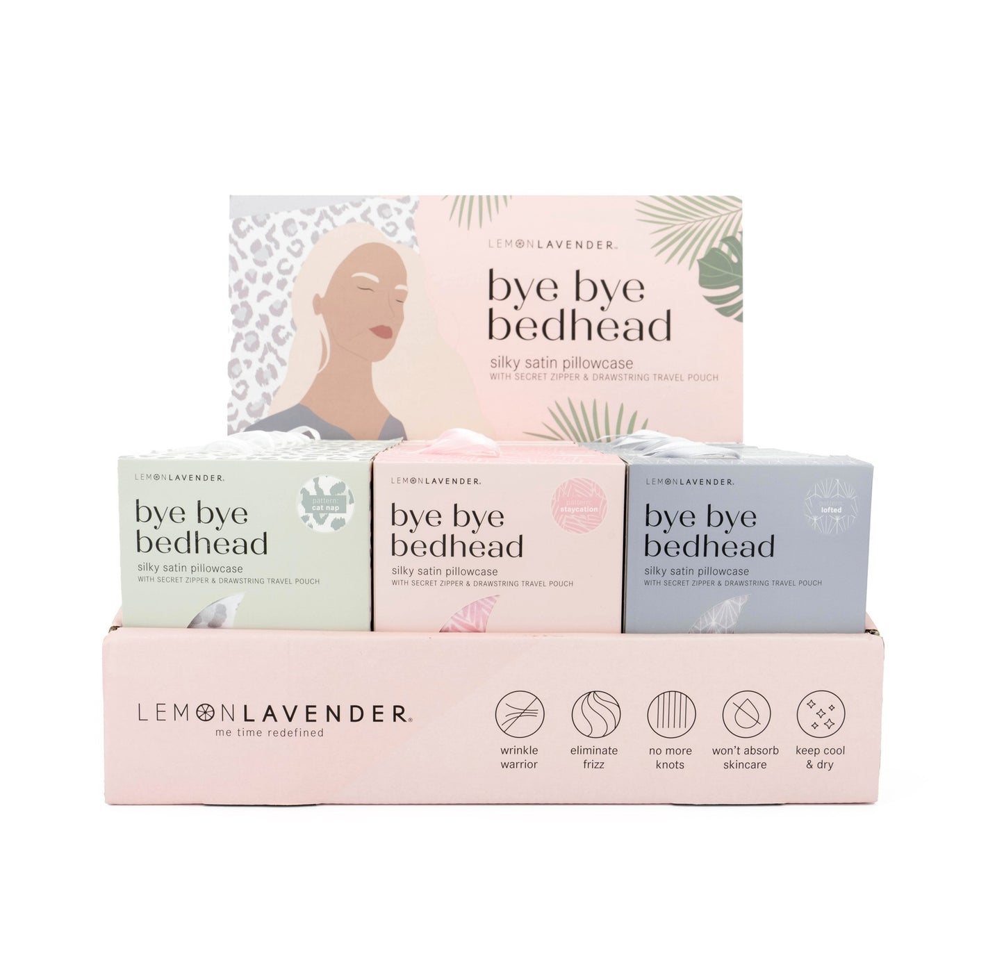 Lemon Lavender 'bye bye bedhead' product packaging on a white background