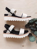 Rowan Black + White Wedge Sandals