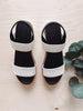 Rowan Black + White Wedge Sandals