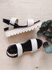 Rowan Black + White Wedge Sandals