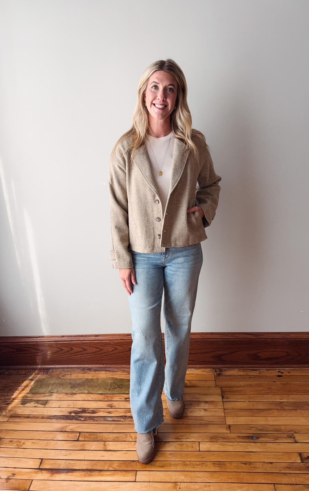 Almond Mixed Media Jacket