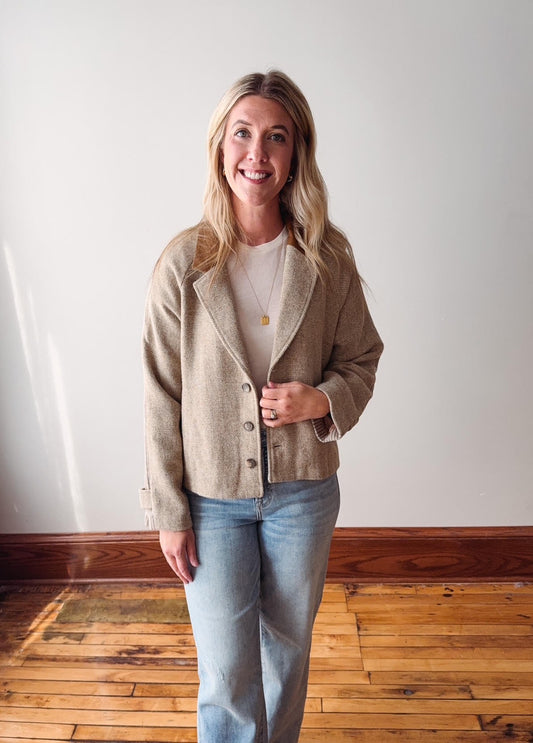 Almond Mixed Media Jacket