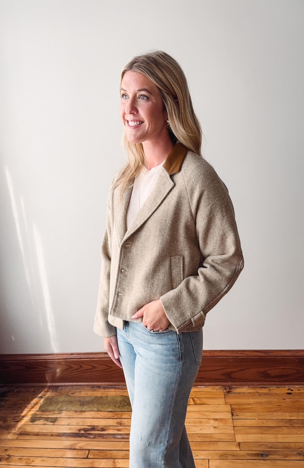 Almond Mixed Media Jacket