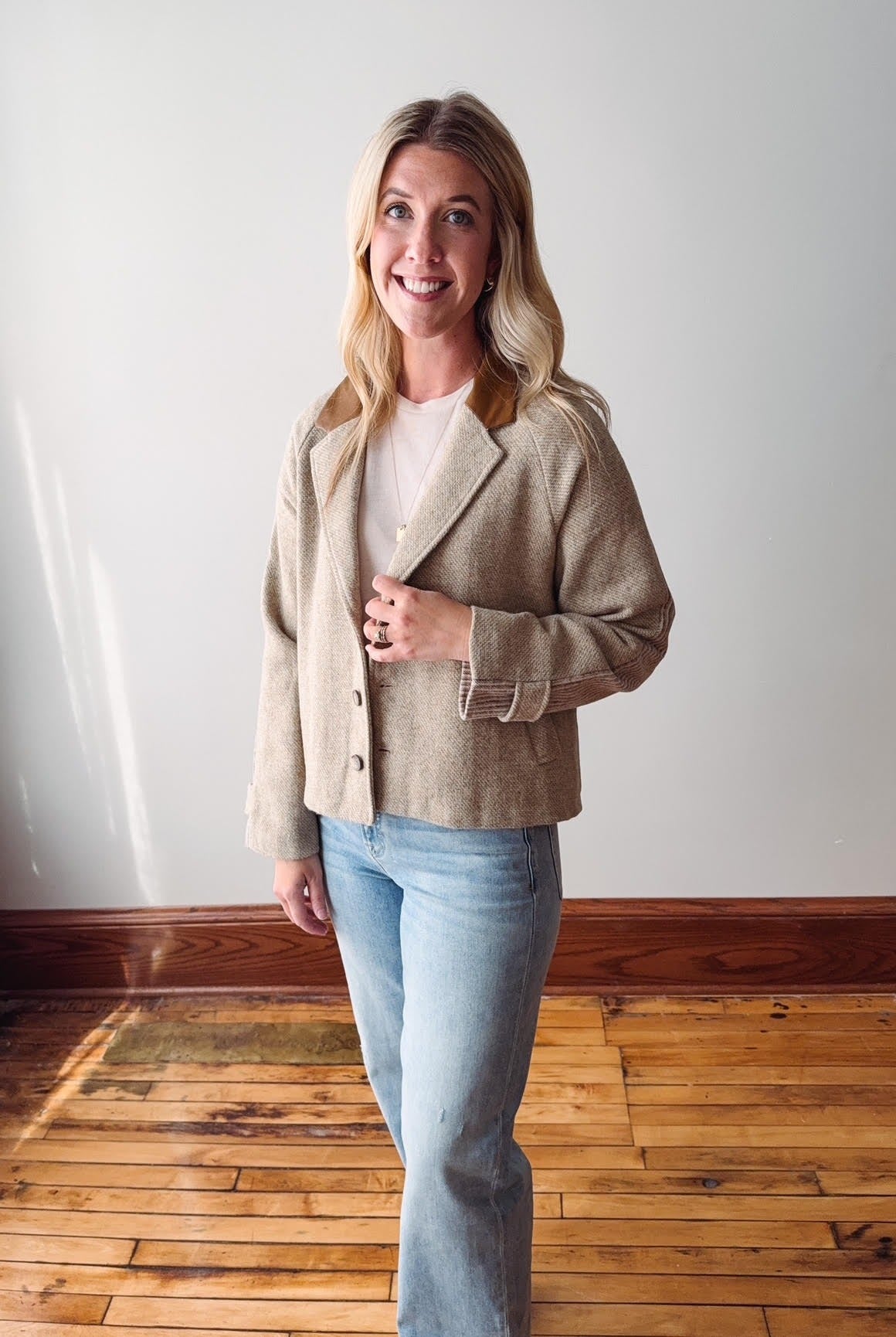 Almond Mixed Media Jacket