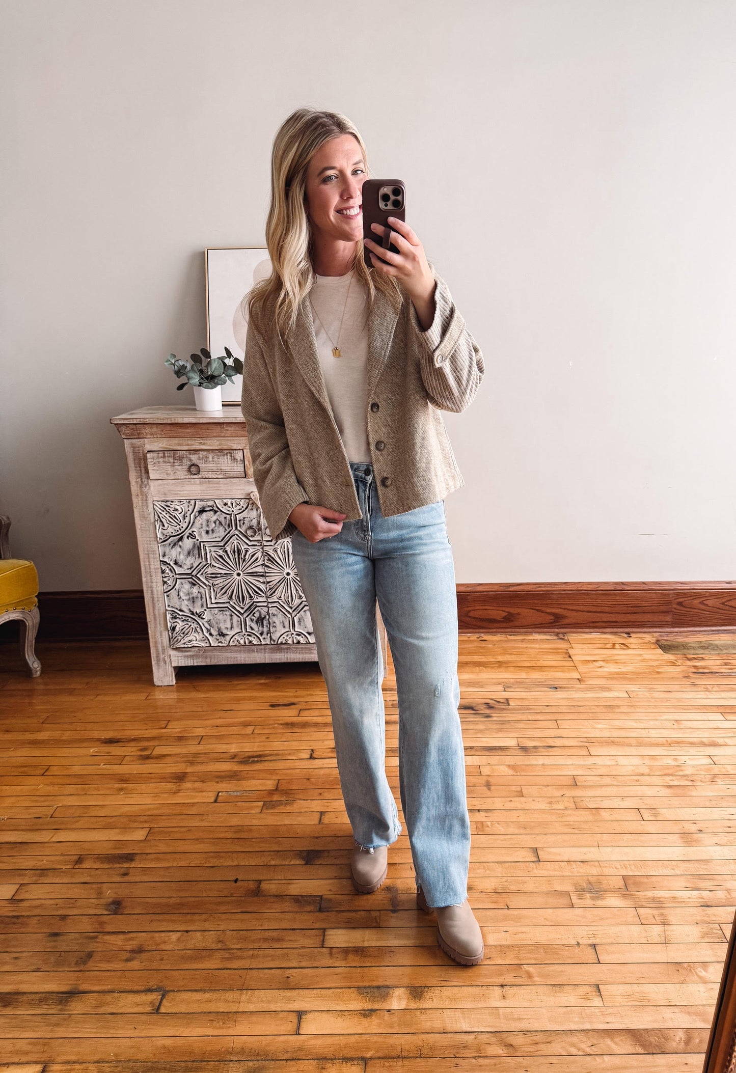 Almond Mixed Media Jacket