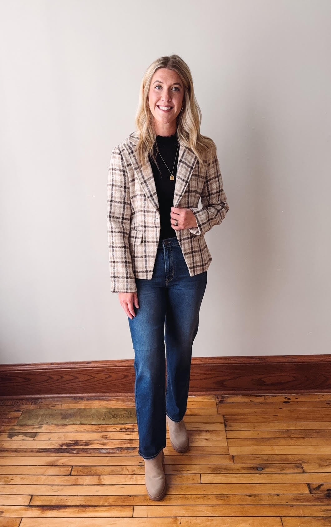 Almond Plaid Blazer